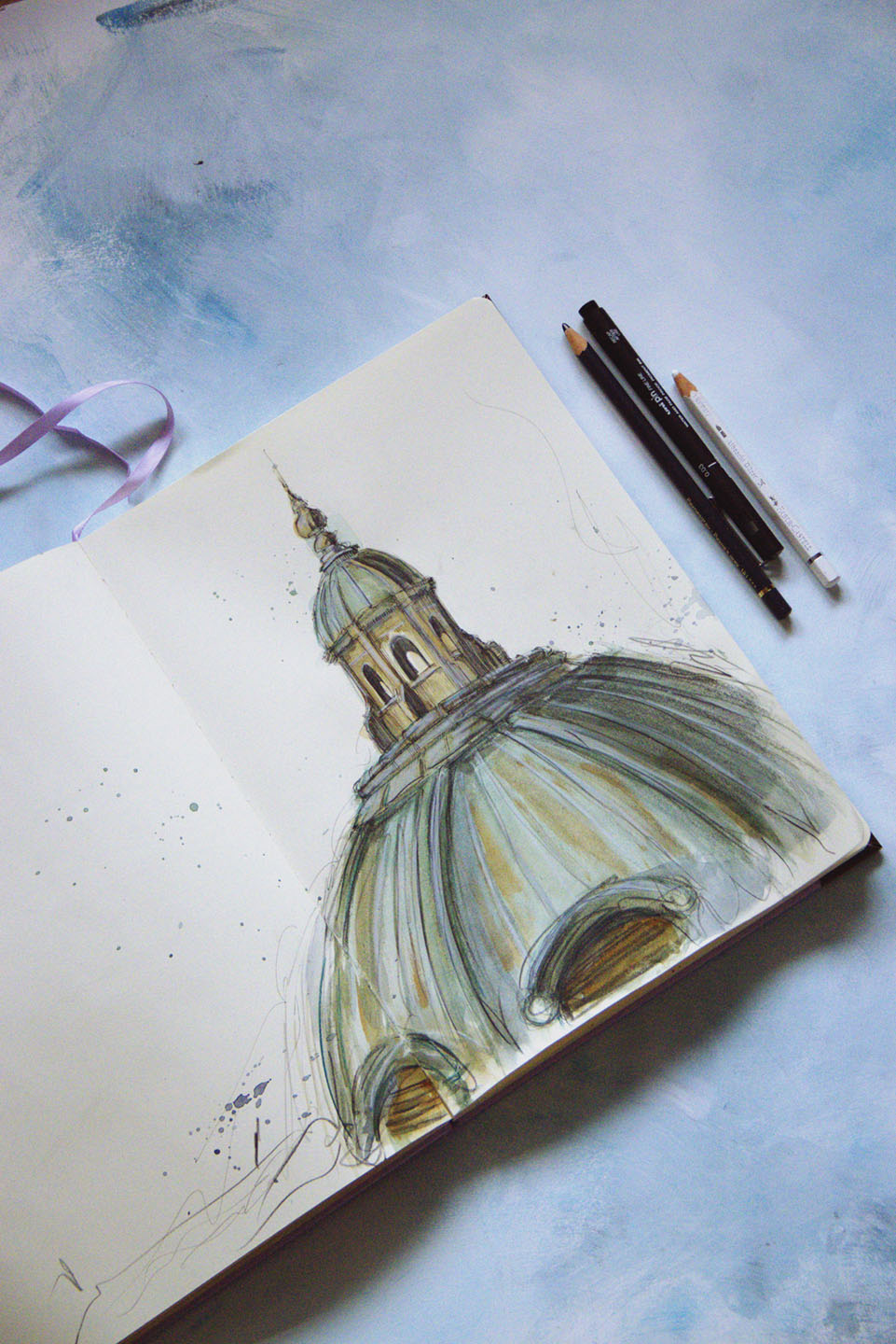 Kuppel im Skizzenbuch, Tusche und Marker