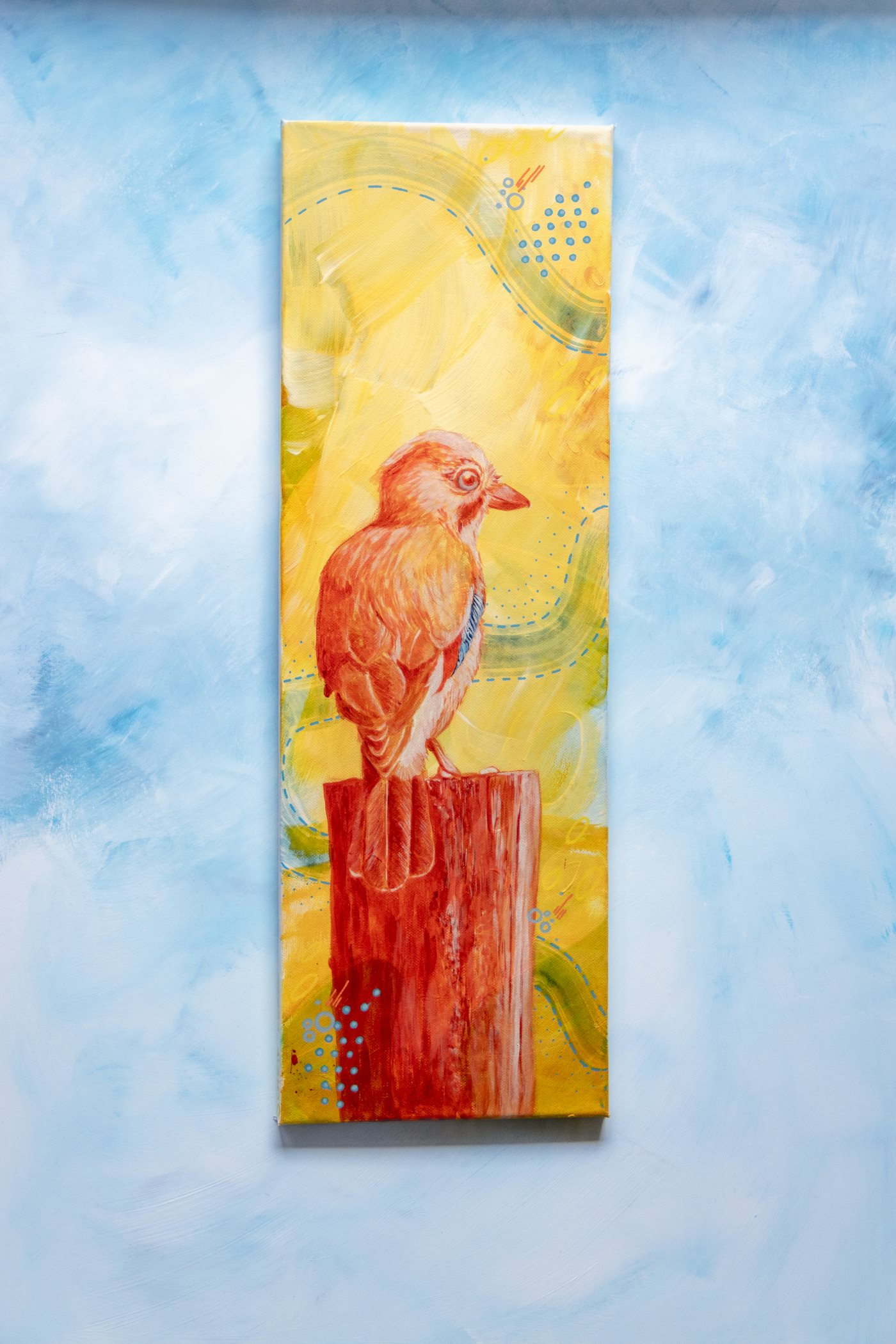 Eichelhäher, Mixed Media auf Leinwand
