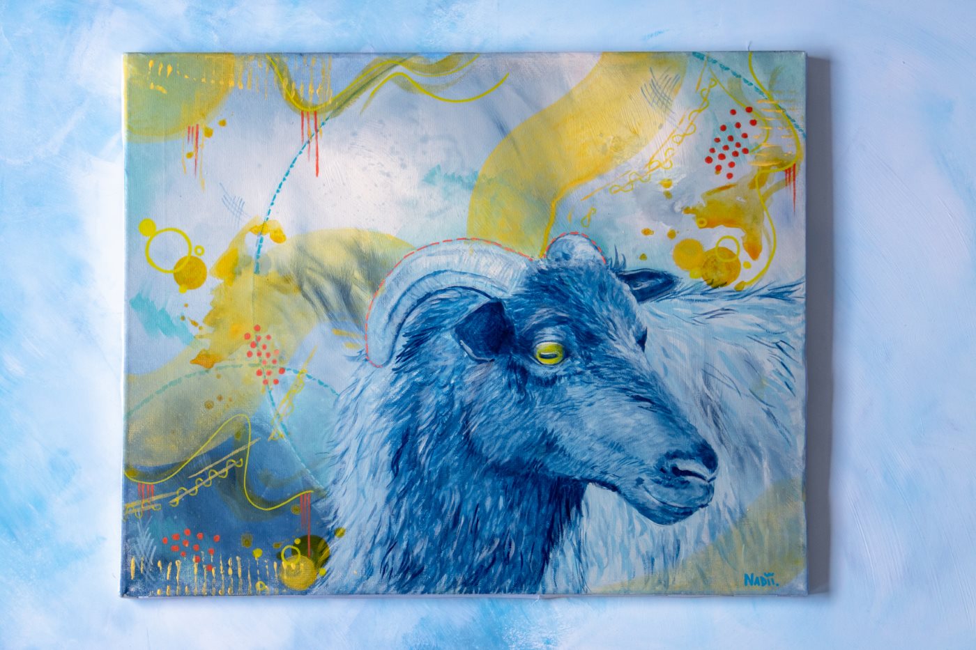 Schaf, Mixed Media auf Leinwand