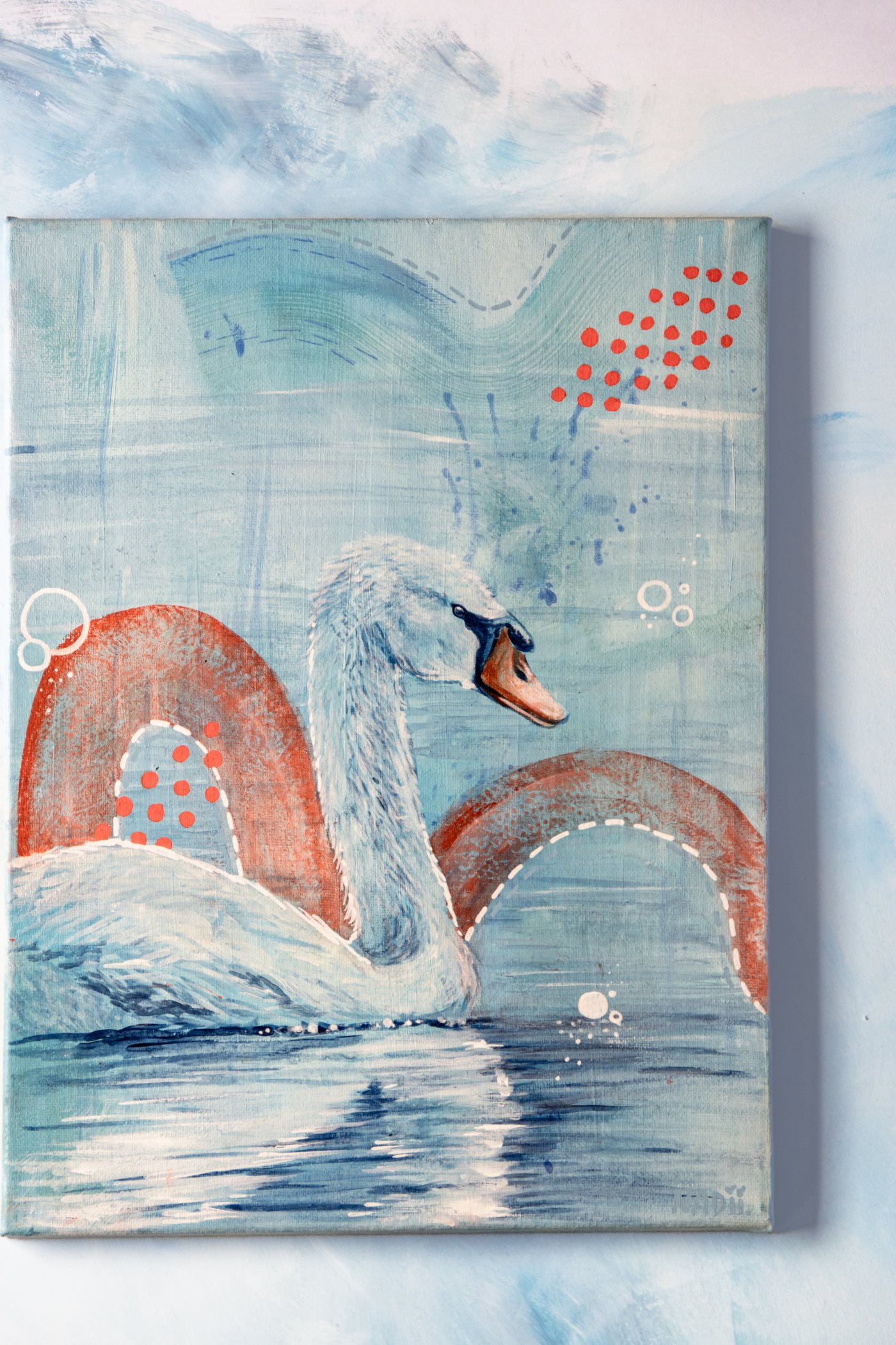 Schwan, Mixed Media auf Leinwand